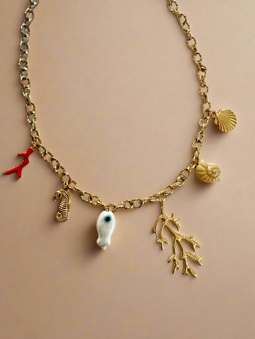 Coral Charm Necklace-0