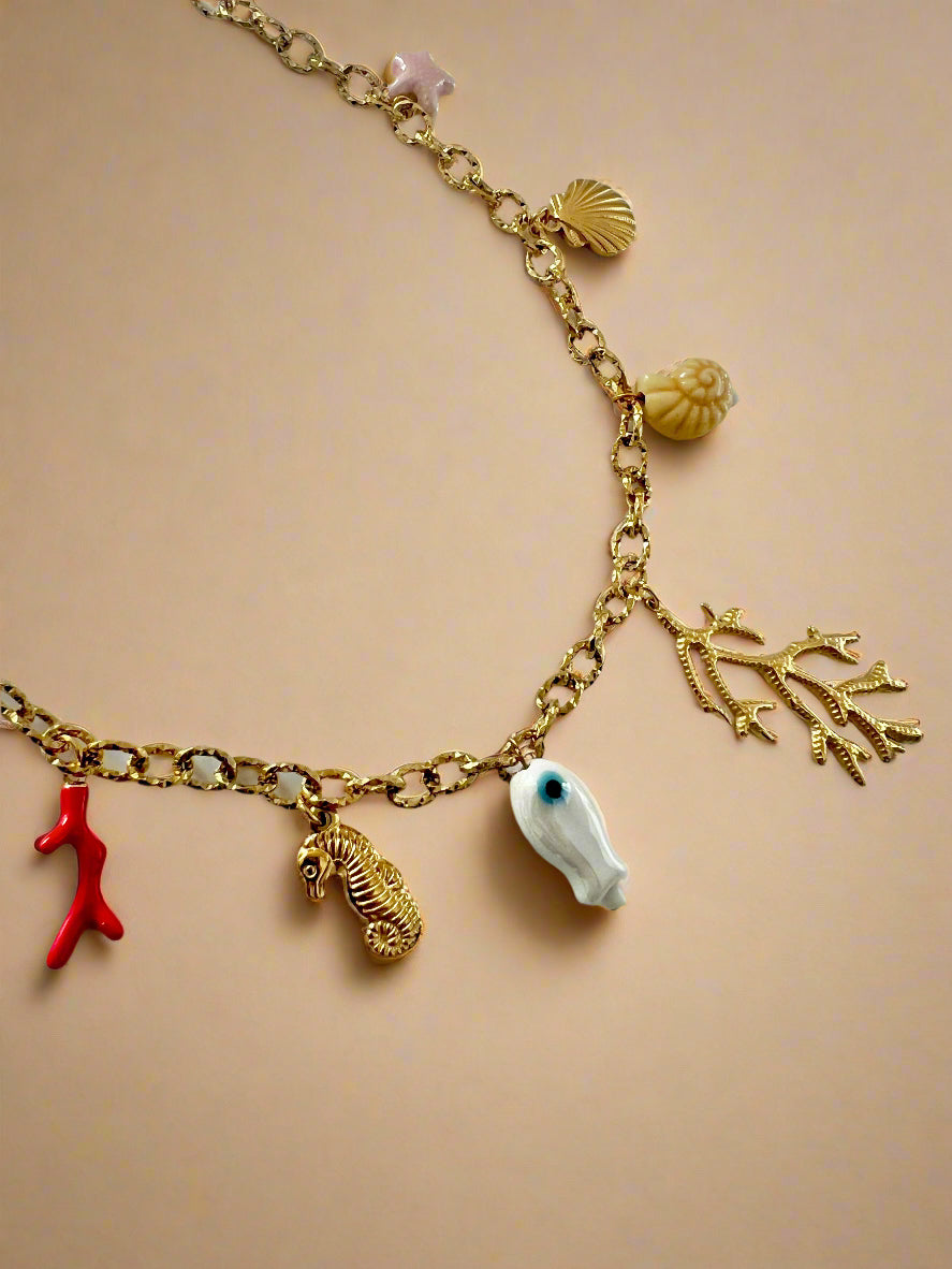 Coral Charm Necklace-3